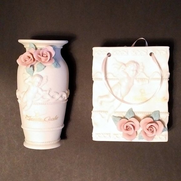 NEW Cream Porcelain-look Bud Vases, Angel Motif, Set of 2! - Picture 9 of 9